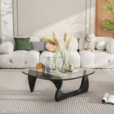 NNEOBA Triangle Glass Coffee Table - Solid Wood Base, Minimalist Nordic Design