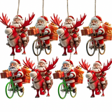 12pcs Wooden Santa Claus Christmas Ornaments Flat 2D