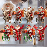 12pcs Wooden Santa Claus Christmas Ornaments Flat 2D