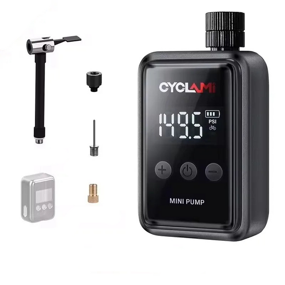 NNEOBA Mini Electric Bicycle Air Pump 150PSI High-Pressure Portable Inflator Black
