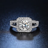 Women's 925 Sterling Silver Crystal Square Ring