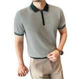 Men's Grid Knit Polo Shirt
