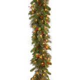 Christmas Garland with Pinecones and Red Berries