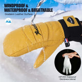 NNEOBA Ski Gloves Leather Snowboard Mittens - Men & Women