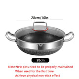 NNEOBA 28cm Non-Stick Frying Pan with Honeycomb Bottom Glass Lid Silver