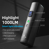 NNEOBA 1000LM Smart Bike Headlight Vibration Light Sensing Black