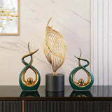 NNEOBA Elegant Green Ceramic Sculpture Statue - Set of 2