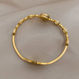 NNEOBA Stylish Black Gold Roman Numerals Stainless Bangles
