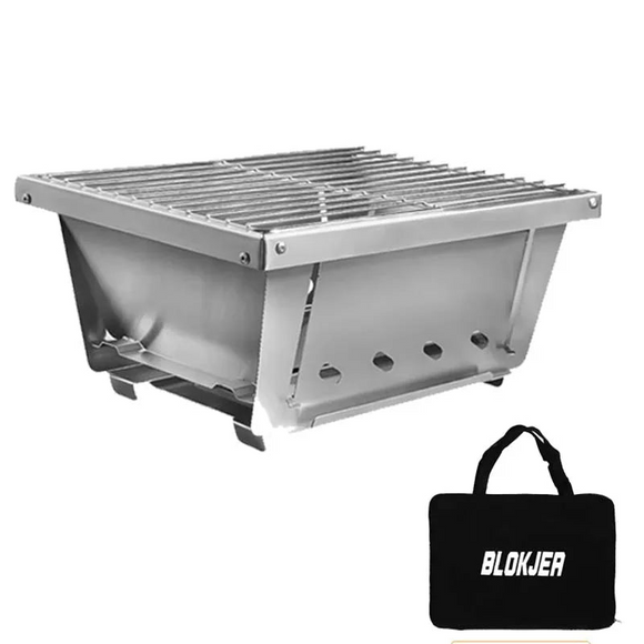 NNEOBA 304 Stainless Steel Folding BBQ Grill Camping Stove Silver