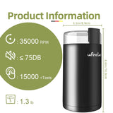 NNEOBA 200W High Power Electric Coffee Grinder One Touch Operation Black
