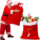 Large Red Velvet Christmas Gift Bag with White Pompom