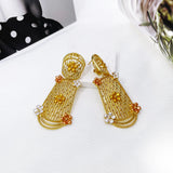 NNEOBA Jewelry Set Women Tricolor Necklace Earrings Bracelet Ring