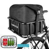 NNEOBA Rear Bike Basket with Waterproof Bag Metal Rear Rack Carrier Black
