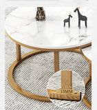 NNEOBA Elegance in Contrast: Set of 2 Round Nesting Marble Coffee Tables in Style9: Black and White