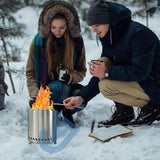 NNEOBA Smokeless Stainless Steel Camping Stove Mini Fire Pit Silver