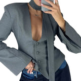 Women's V-Neck Blazer Jacket