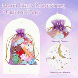 50PCS Purple Organza Drawstring Gift Bags with Moon Star Patterns