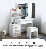 NNEOBA Elegance in Simplicity: White Dressing Table Set with Sliding Mirror & Ample Storage