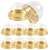 50pcs Clear Plastic Mini Cupcake Boxes with Gold Bases