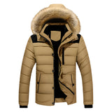 NNEOBA Men's Thick Hooded Winter Parka Jacket Coat (Khaki)