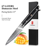 NNEOBA 3.5-Inch Damascus Steel Paring Knife VG10 Core Cutter Black