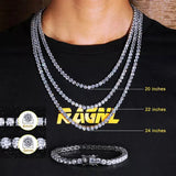 Iced-Out Tennis Chain Necklace with Zircon Stones – Copper Hip Hop Jewelry