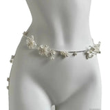 NNEOBA Retro Multilayer Pearl Waist Chain Belt Women (C)