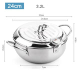 NNEOBA 24cm Deep Frying Pot with Thermometer and Lid Silver