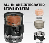 Camping Cooking System with Heat Exchanger Pot