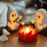 1 Set Halloween Ghost Campfire Decor with Dog & Cat Figures