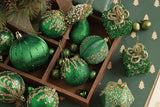 Dark Green Flocked Christmas Ball Ornament