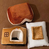 NNEOBA Foldable Soft Pet House And Bed Detachable Cave-Style Nest Brown