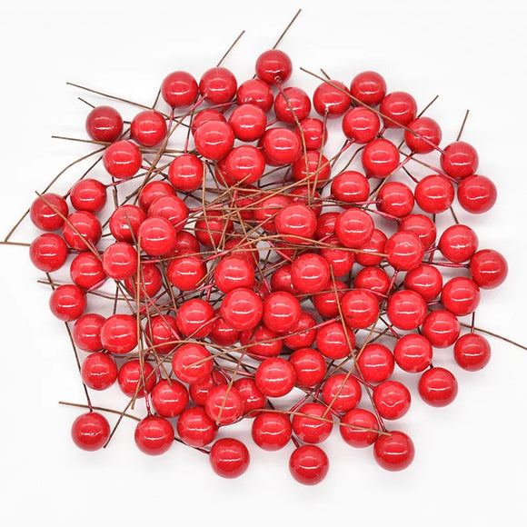 NNEOBA 300Pcs Red Pearl Stamens Artificial Flower Berries