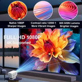 NNEOBA 4K Android Native Portable Projector White
