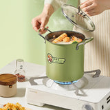 NNEOBA 3L Deep Fryer Pot with Basket Oil Strainer Mini Pasta Pot Green