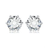 NNEOBA Earrings Stud Round 5A Zirconia Silver for Women (Silver)