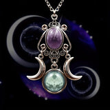 NNEOBA Charming Triple Moon Goddess Pendant Necklace (Purple)