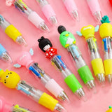 Cute Cartoon Four-Colour Pen Set Multicolour 10 Pcs