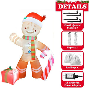 NNEOBA 2.4M Christmas Inflatable Gingerbread Man with LED Decorations