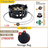 NNEOBA 19800W 7-Core Windproof Camping Stove High-Power Gas Burner Black
