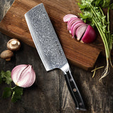 NNEOBA Professional 7-Inch Damascus Steel Meat Cleaver VG10 Core Black