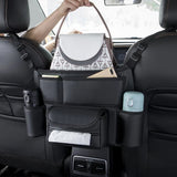 NNEOBA Multifunctional Leather Car Seat Storage Bag Hanging Organizer Black