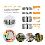 NNEOBA Outdoor Stainless-Steel Camping Cookware Set - Silver