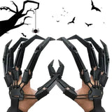 1-Pair Halloween Finger Claws Flexible Skeleton Hand Extensions