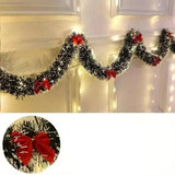 2M Red Christmas Tinsel Garland with LED Lights