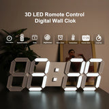 NNEOBA Modern 3D LED Wall Clock with Remote Control