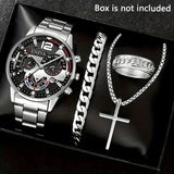 NNEOBA 4PCS Men's Stainless Steel Quartz Watch Set (W118-C)