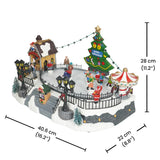 Christmas Skiing Village Music Box Decoration
