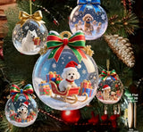 Christmas Dog Wooden Hanging Ornament Set 8Pcs Flat 2D
