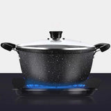 NNEOBA Maifan Stone Non-Stick Soup Pot with Lid Dual-Handle Cookware Black
